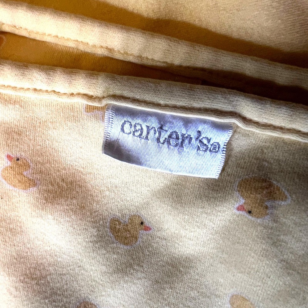 Vintage Baby Blanket Carter's Yellow Duckie Swimming Ducks Reversible Lovey - Picture 8 of 8